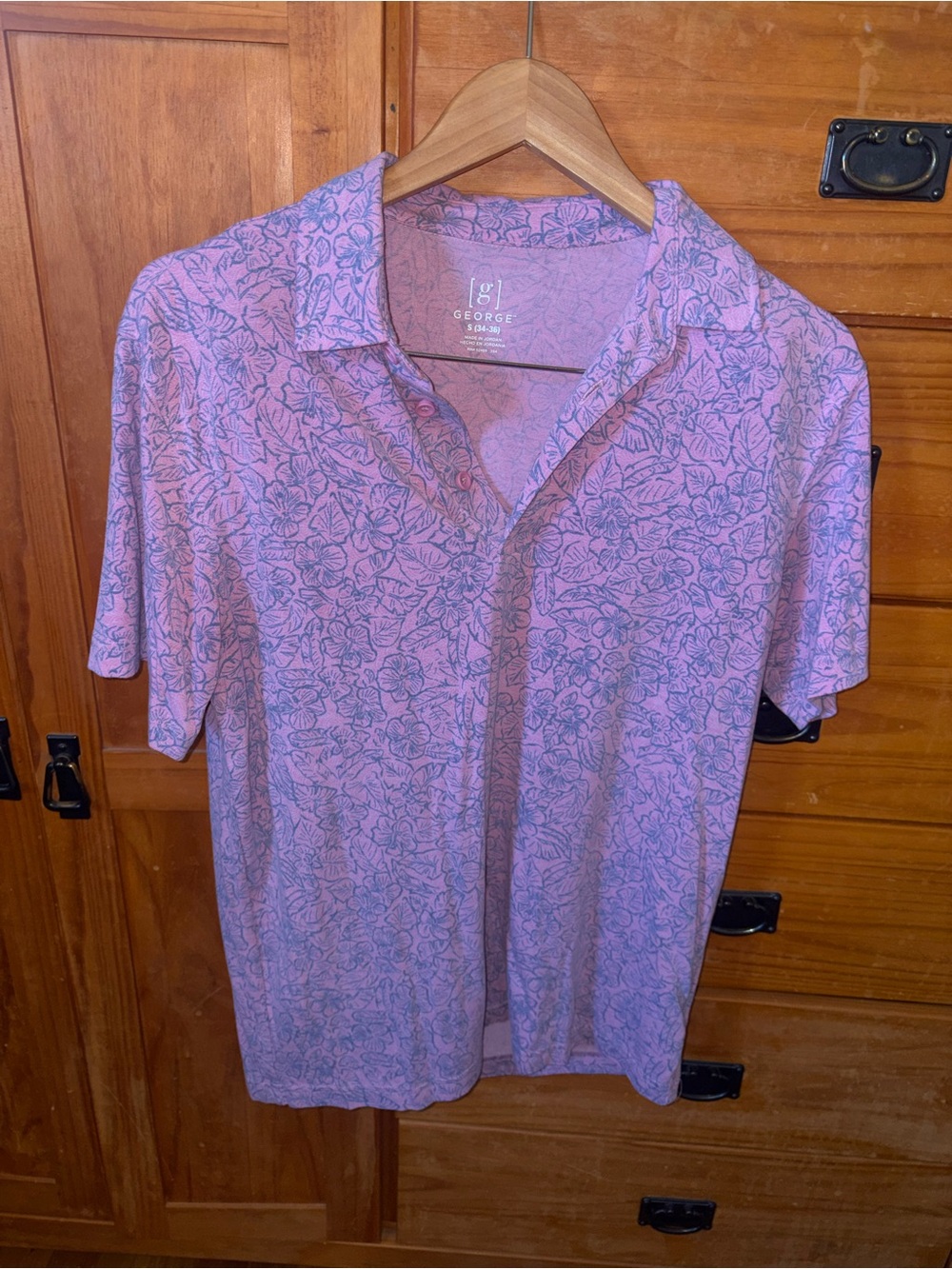 George Men's Pink Floral-Print Polo